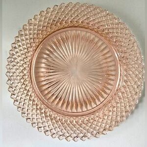 Anchor Hocking Pink Miss America Plate Vintage Depression Glass Made in USA.